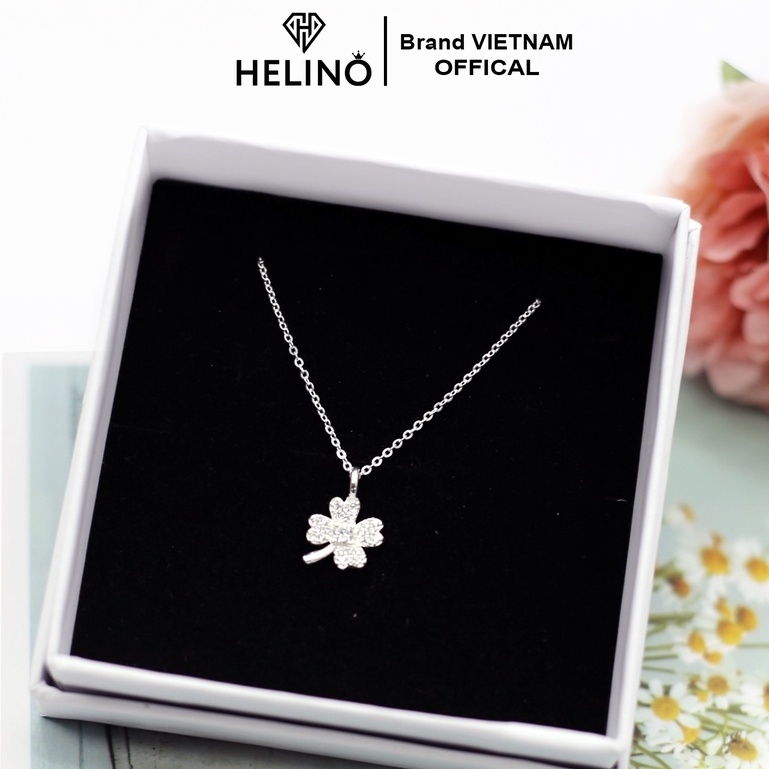 Ảnh Dây chuyền bạc nữ HELINO cỏ bốn lá đính đá, trang sức phụ kiện lấp lánh C03 2