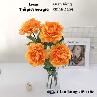 Combo 10 cành hoa giả - Hoa mẫu đơn Lucas 70cm trang trí đẹp, giống thật