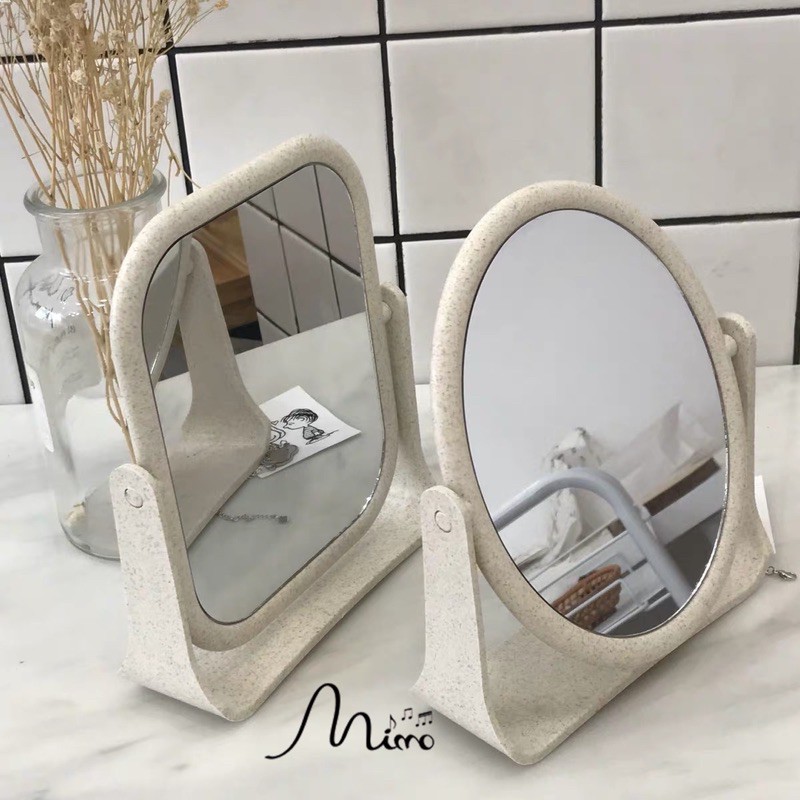 Gương để bàn💚CAM KẾT CHUẨN💚 Gương trang điểm để bàn 2 mặt xoay chất liệu lúa mạch bền chắc(TUYỂN   )