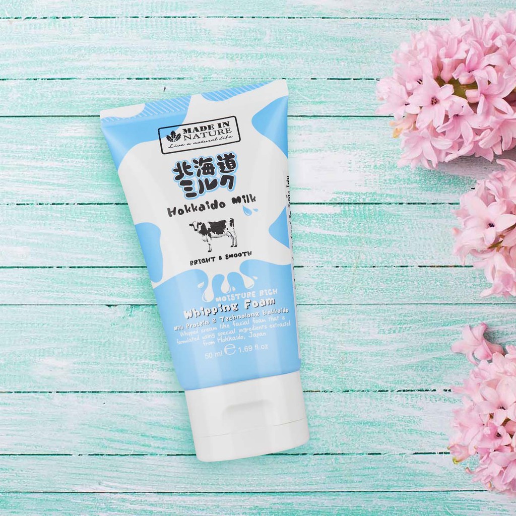 Ảnh Sữa rửa mặt tạo bọt dưỡng ẩm Made In Nature Hokkaido Milk Moisture Rich Whipping Foam 50ml 1