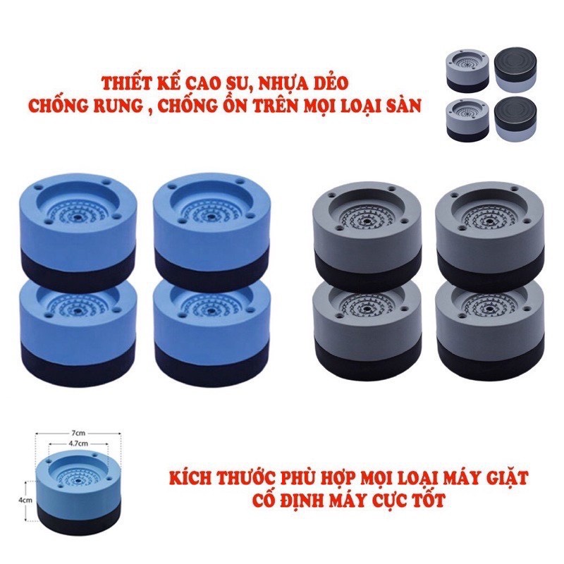 SÉT 4 CÁI ĐẾ KÊ CHỐNG RUNG CHÂN MÁY GIẶT ,CHỐNG ỒN SILICON ĐA NĂNG CAO CẤP
