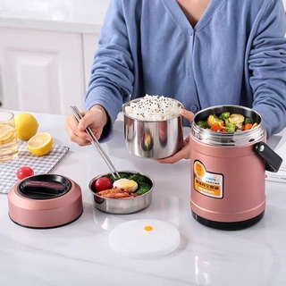 Hộp Cơm Giữ Nhiệt Inox 304 3 Ngăn Chống Tràn Dung Tích 1.5L–2L Có Quai Xách – Camhomeware