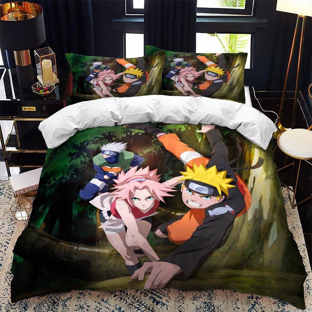 PS1 NARUTO 3IN1 Phù Hợp Với Ga Trải Giường Chăn Vỏ Gối Phòng Ngủ Gia Đình Ký Túc Xá Có Thể Giặt Bộ Chăn Ga Gối SP1