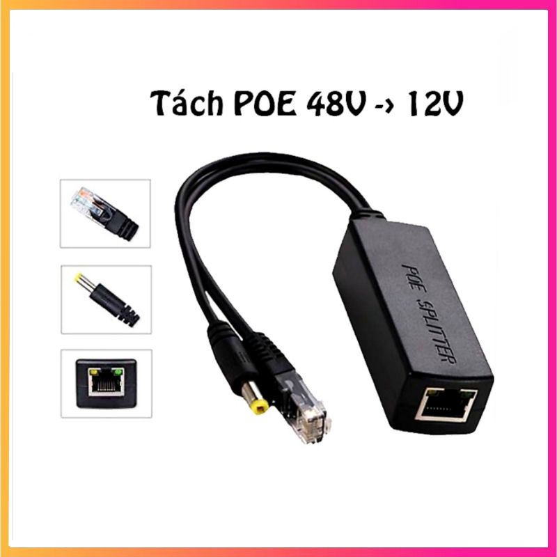 Bộ chuyển đổi [SPLITTER POE] tách 48V sang [12V] và [5V] cho Camera IP ...