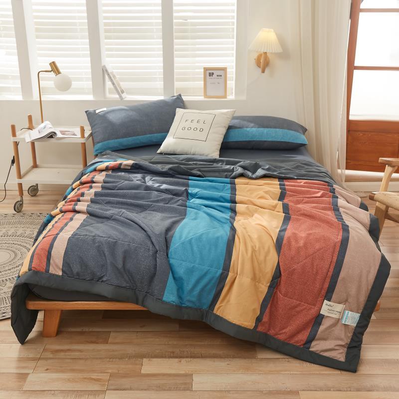 Ảnh Bộ chăn chần ga gối cotton Tici LIDACO kẻ vintage phù hợp mọi cỡ nệm 2