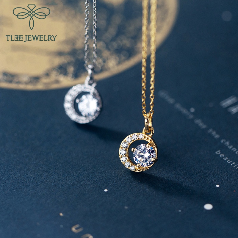 Dây chuyền bạc nữ TLEE mặt trăng đính đá cao cấp TLEE JEWELRY D0128