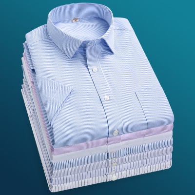 Plus Kích Thước Tay Ngắn Áo Sơ Mi Nam Slim Fit Công Sở Top Casual D82