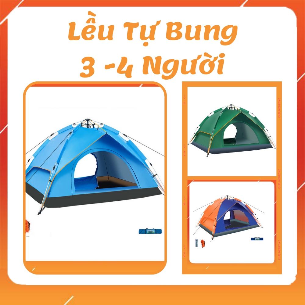 [Hàng Chuẩn - 2 Cửa - 2 Lớp] Lều Cắm Trại Tự Bung 3 - 4 Người, Lều Dã Ngoại Cỡ Lớn, Lều Phượt Du Lịch Tự Bung