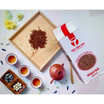 Gạo Lứt Ngọc Đỏ Ông Thọ - Gạo Thực dưỡng - Gạo ăn Kiêng - Túi 1kg