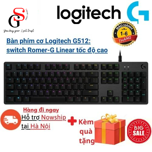 Bàn phím cơ Logitech G512: switch Romer-G Linear tốc độ cao, hợp kim ...