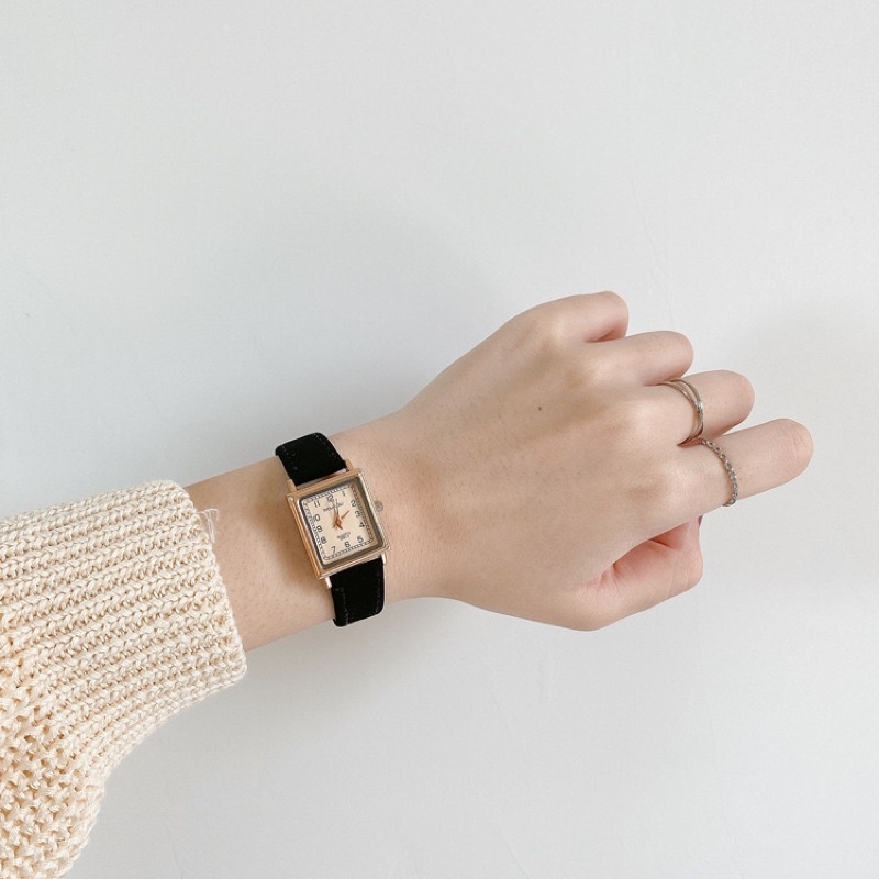 Tặng hộp+Pin) Đồng hồ nữ Doukou dây da mềm nhiều màu mặt vuông | Shopee Việt Nam