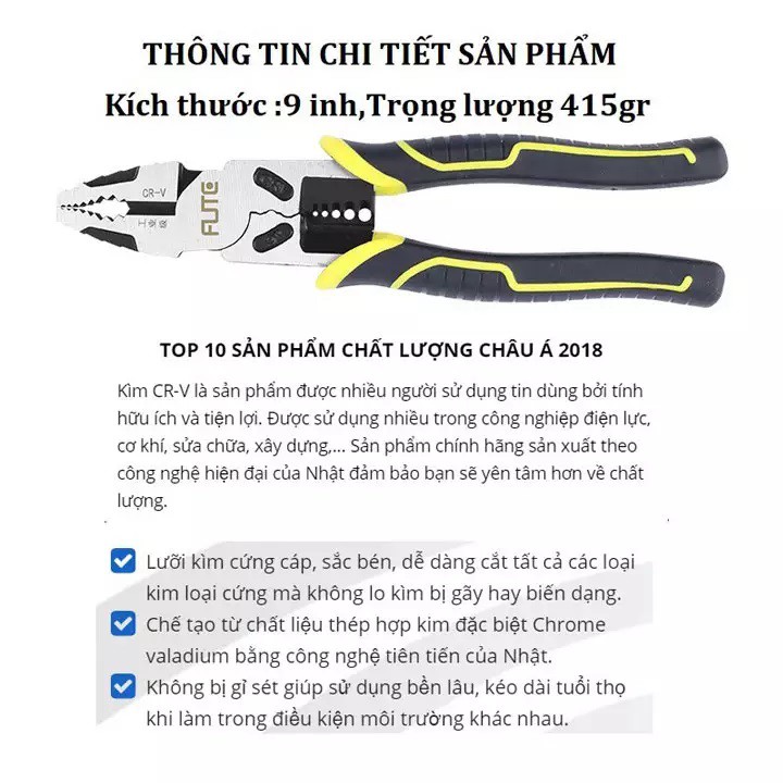 Kìm CRV-FUTE xuất Nhật 🌟FREESHIP🌟chức năng: cộng lực , tuốt, cắt dây điện, ....với mọi kim loại - Búa kiêm kìm