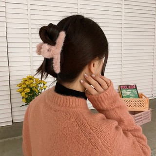 Kẹp tóc lông thời trang hàn quốc, kẹp càng cua cỡ lớn phối vải lông Moral Store