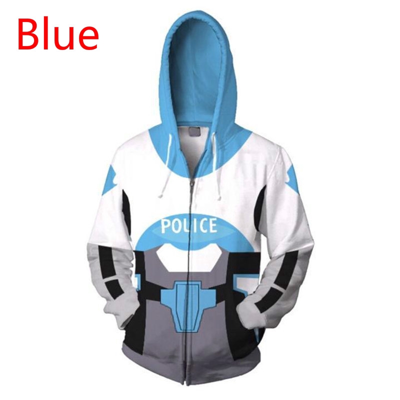 Cybercop Dây Kéo Áo Khoác Anime Áo Len 3D Áo Khoác Ngoài