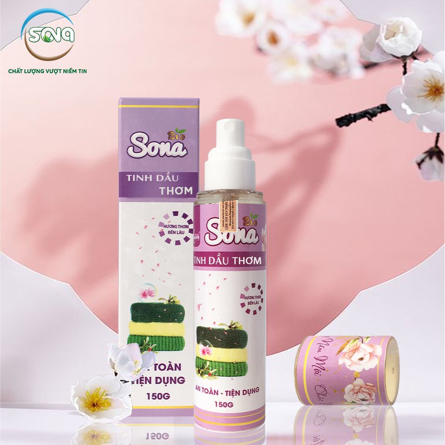 Xả vải khô nước xịt thơm quần áo Sona 100ml/150ml lưu hương lâu 24h làm mềm vải tiết kiệm thời gian xả nước