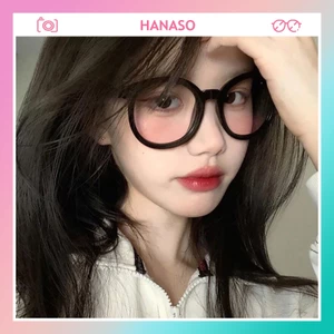 Mắt kính gọng cận ngố tròn dễ thương trong pha hồng cá tính thời trang nữ phong cách Ulzzang đẹp giá rẻ HANASO 091