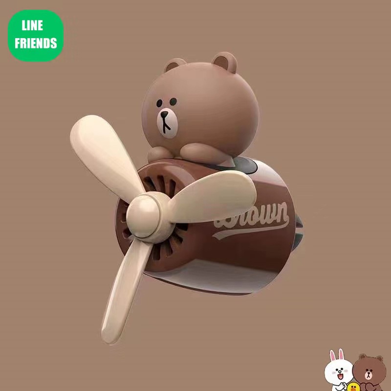 [Hàng Có Sẵn] Quạt Xoay Khuếch Tán Hương Thơm Gắn Lỗ Thông Gió Xe Hơi Hình Gấu Nâu Linefriends