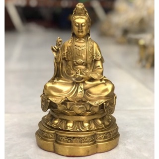 Tượng Phật Bà Quan Âm Bồ Tát Bằng Đồng Vàng Để Ô tô Vật phẩm Phong Thuỷ Tâm Linh Trang Trí