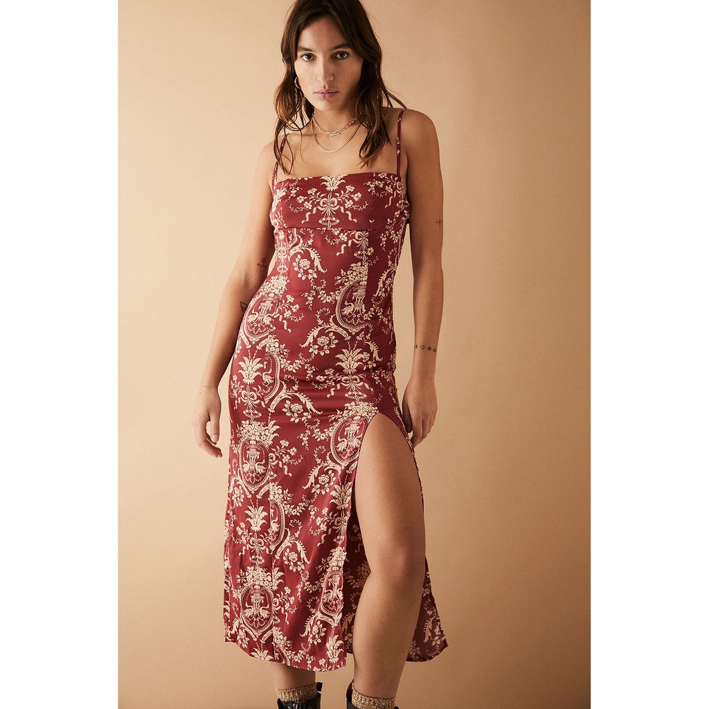 urban outfitters sasha satin dress Urban Outfitters Uo Sasha Satin Midi Slip Dress In Green
