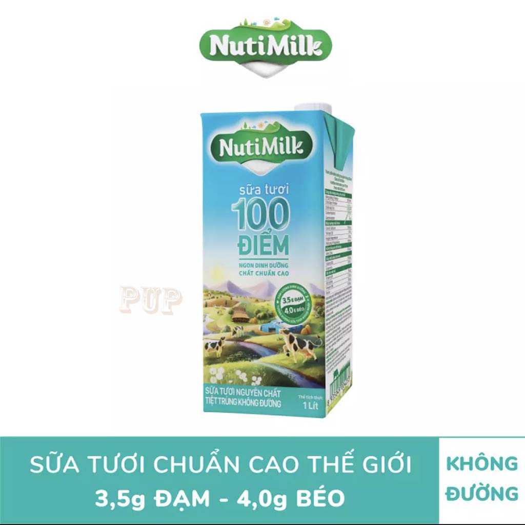 Hộp 1 Lít Sữa Tươi Tiệt Trùng 100 Điểm Nutimilk Không Đường PKPH ...