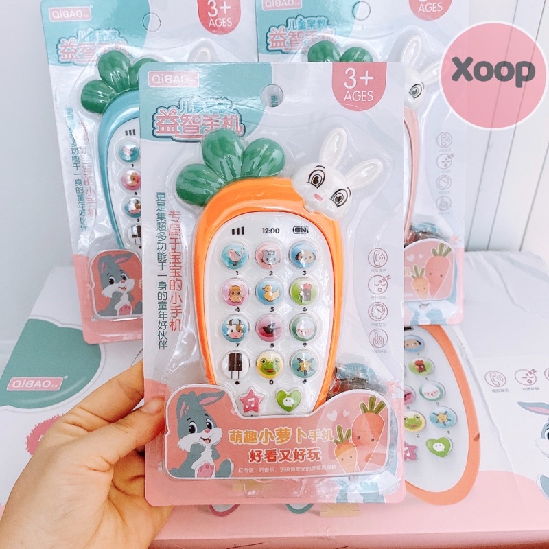 Đồ chơi điện thoại hình thỏ cà rốt cho bé yêu có nhạc