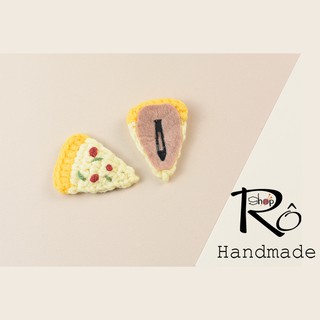 Kẹp tóc hình bánh pizza hải sản độc đáo cho nữ và bé gái 4.5cm |Cặp tóc len cute|Shop Rô Handmade