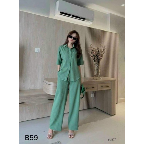 Set bộ đũi gân tay ngắn quần dài thiết kế