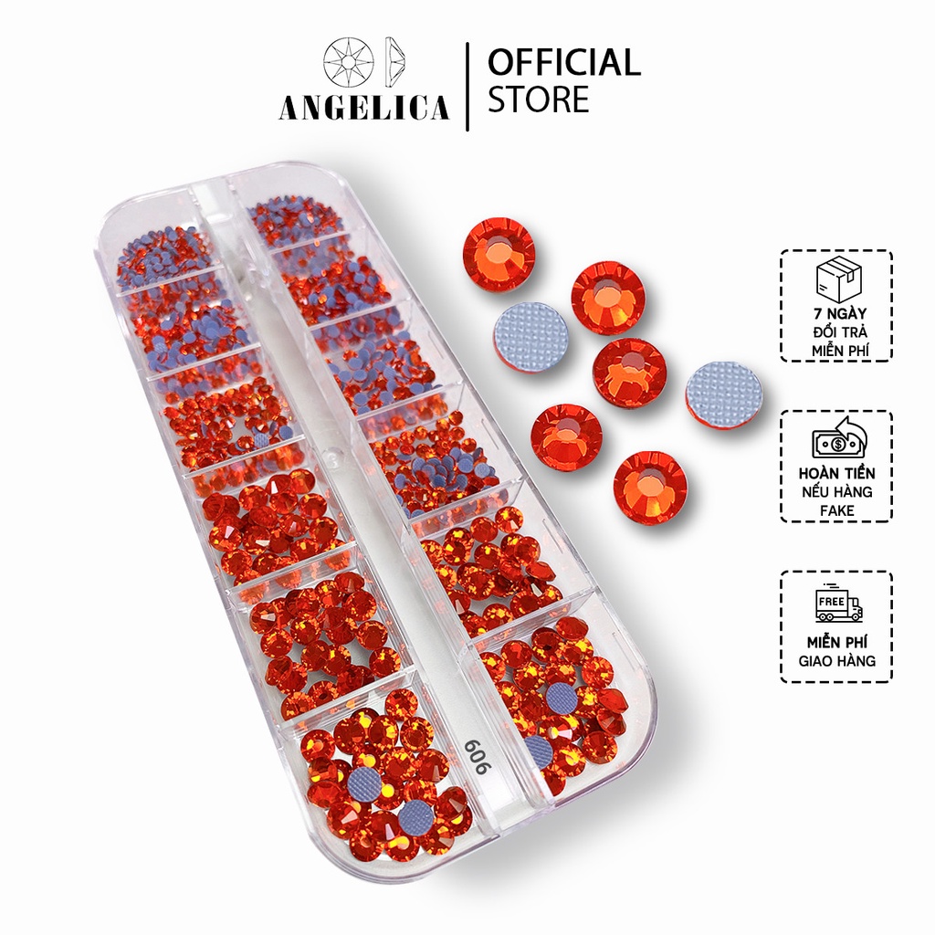 Đá chân lưới nail 12 khía màu cam cháy hyacinth đính móng ANGELICA 606