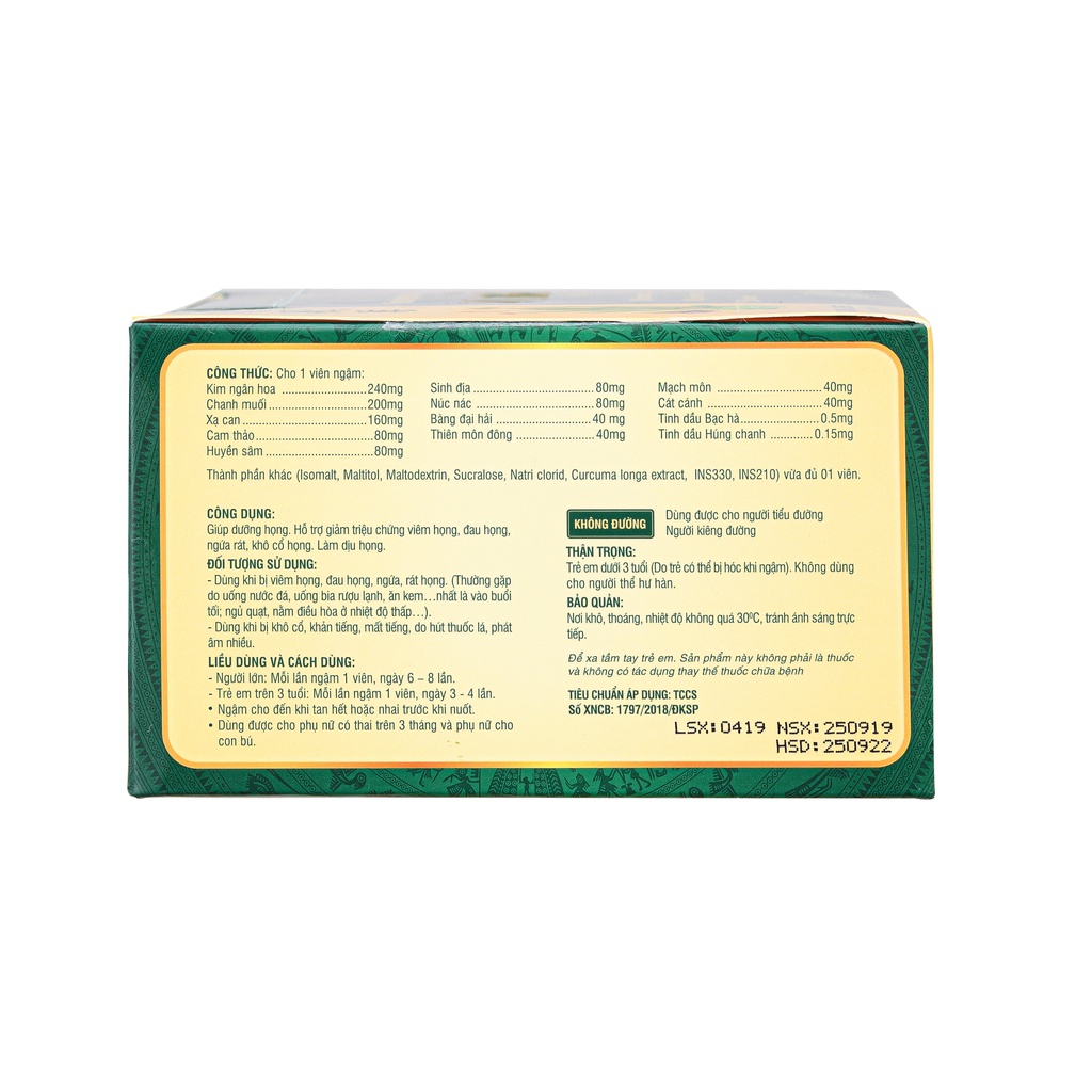 Ảnh Viên ngậm dưỡng họng Vĩ Ngân hộp 100 viên viên dưỡng họ, giảm đau họng, ngứa rát Global Pharma 2