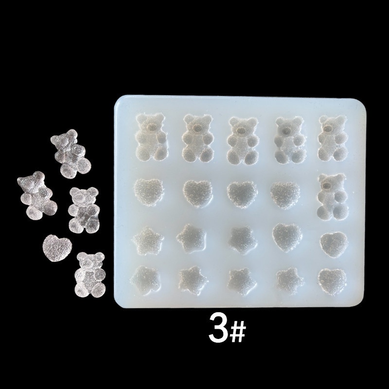 Khuôn silicone Làm Kẹo / Sô Cô La / Nến Thơm Hình Trái Tim / Gấu Mini diy
