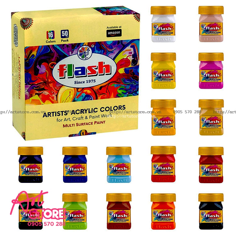 Màu Acrylic Paint Flash Set 16 Màu(50ml) | Shopee Việt Nam