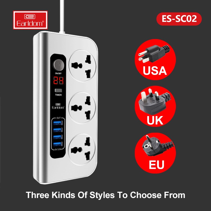 Ổ Cắm Điện Đa Năng Nhiều Cổng USB/ USA/ AUS/ UK/ EU Earldom ES - SC02 ...