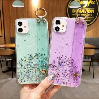 Iphone 13 12 11 Pro Max 12 13 11 ProMax Silicone Clear Cover Case Dây đeo cổ tay Bling Long lanh Vỏ điện thoại L02