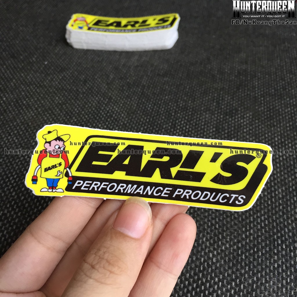 EARL[9x2.6cm] decal cao cấp chống nước, sắc nét, bền màu, dính chặt. Hình dán logo trang trí mọi nơi, in theo yêu cầu