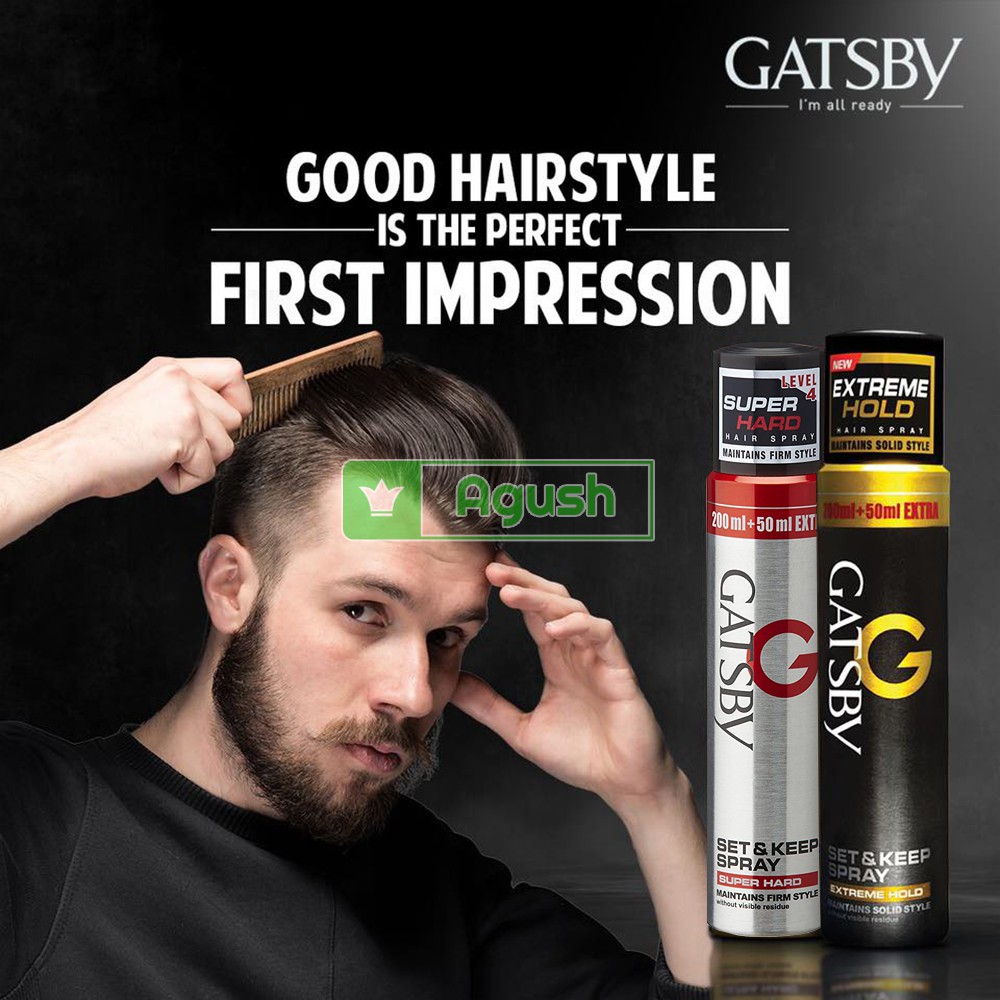 Keo xịt tóc nam nữ thơm mềm giữ nếp không cứng chính hãng Gatsby Hair Spray Super Hard chai 250ml tạo nếp không bết dính
