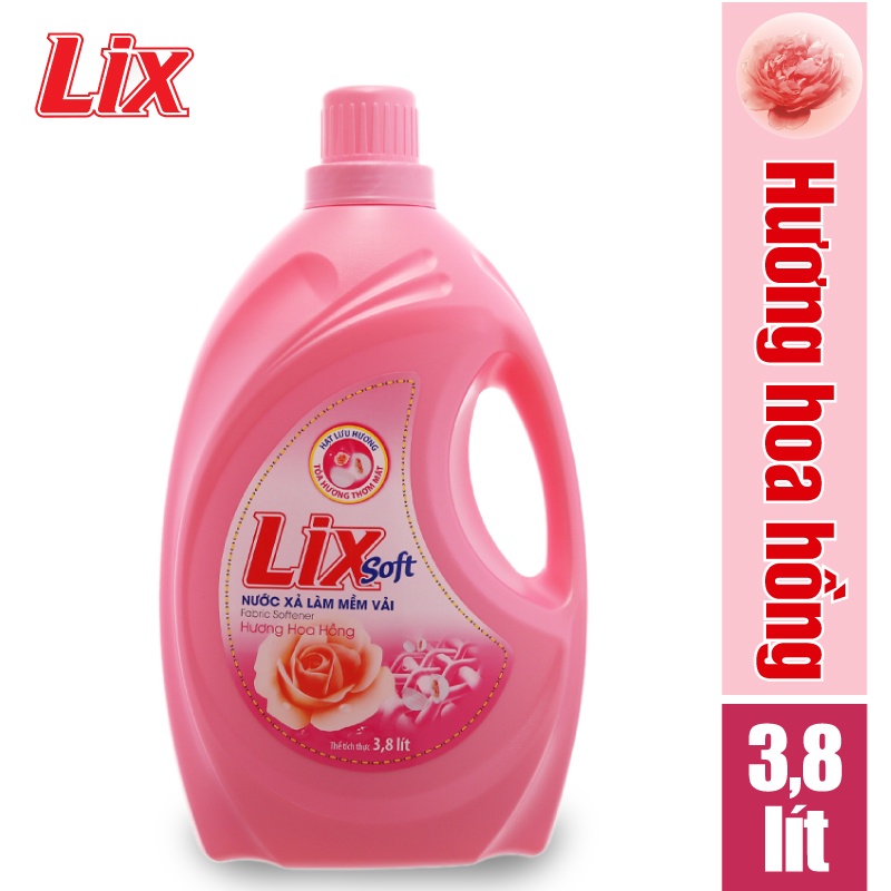 [Mã BMLTA35 giảm đến 35K đơn 99K] Nước xả vải LIX soft hương hoa hồng 3.6 lít LSH36