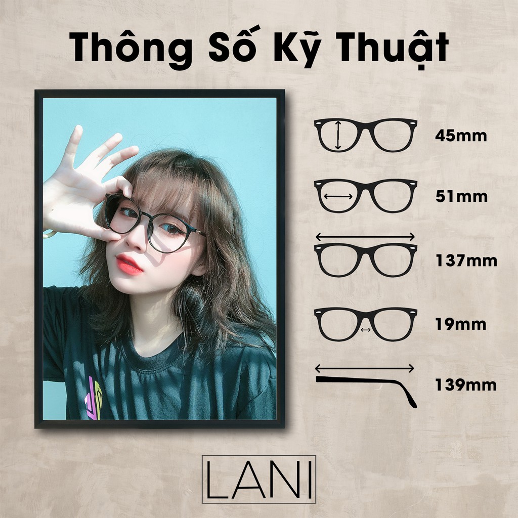 Ảnh Gọng kính mắt tròn nam nữ LANI nhựa dẻo thanh mảnh nhẹ nhàng 513 mắt kính có độ theo yêu cầu 1