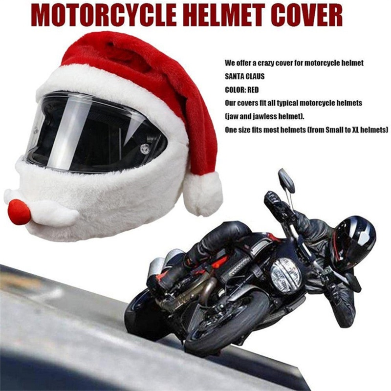JoJo Giáng Sinh Ông Già Noel Có Mũ Polyester Cho Xe Máy Ngộ nghĩnh Ngoài Trời Full Mũ Bảo Hiểm