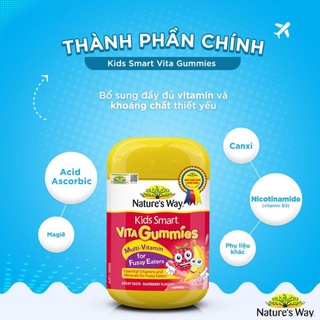 Kẹo Cho Bé Nature's Way Kids Smart Vita Gummies Multi Vitamin for Fussy Eaters Kích Thích Ăn Ngon