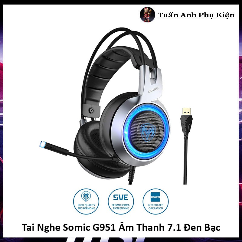 Tai Nghe Somic G951 Âm Thanh 7.1 Cổng Usb Phiên Bản Đen Bạc | Shopee ...