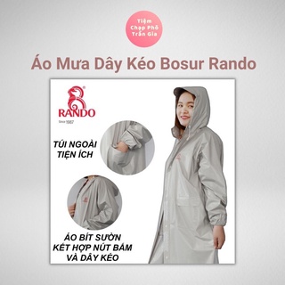 Áo Mưa Bít Dây Kéo BOSUR GIÁ SỈ, RANDO, Nhựa Cao Cấp Không Thấm Nước, Thời Trang Dành Cho 1 Người