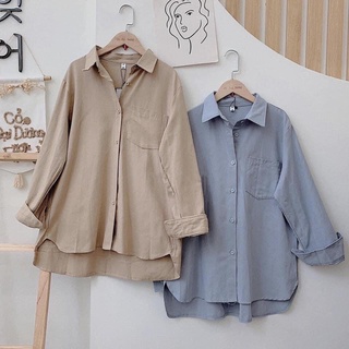 Áo sơ mi trơn dài tay 1 túi 5 màu, chất vải kate lụa thoáng mát, thời trang nữ Basic