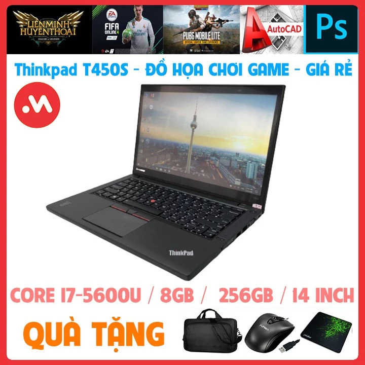 Laptop Thinkpad T450s - i7 5600U, laptop cũ chơi game đồ họa nặng - Hàng nhập khẩu USA - Mới 99%