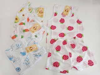 (SALE SỐC HÀNG LOẠI 1) Bộ cotton giấy thông hơi cho bé với đủ hình thù đáng yêu - Bộ ba lỗ trẻ em sợi tre