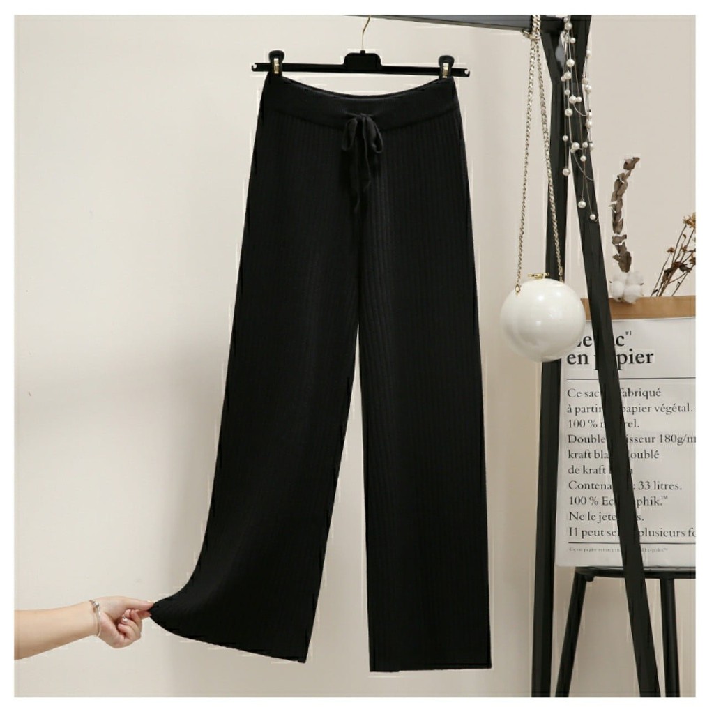 Quần ống rộng nữ dài 95-99 cm chất Len tăm thun Siêu Đẹp 100
