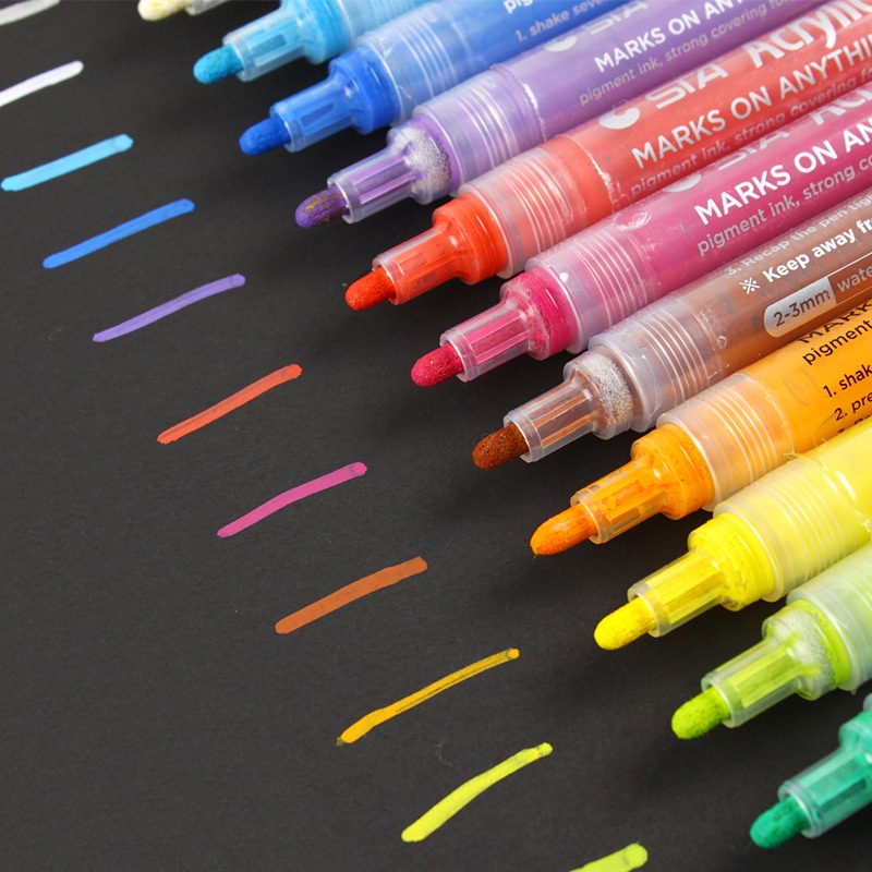 Bút sơn acrylic 51 màu repaint custom giày kim loại gỗ nhựa đá thủy tinh painter STA 1001 vẽ trên nhiều chất liệu