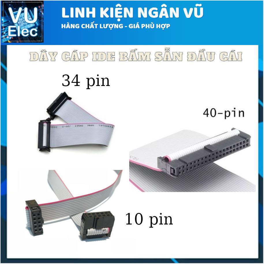 Dây Cáp IDE 2.54MM Từ 10P Đến 40P Bấm Sẵn 2 Đầu Hàng chất lượng ...