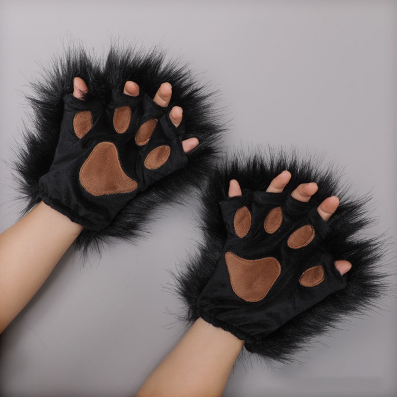 Dasbsug 1 Sói Paws Găng Tay Không Ngón Lông Mèo Con Cáo Vuốt Găng Tay Gothic Cosplay Trang Phục Đảng Accesso