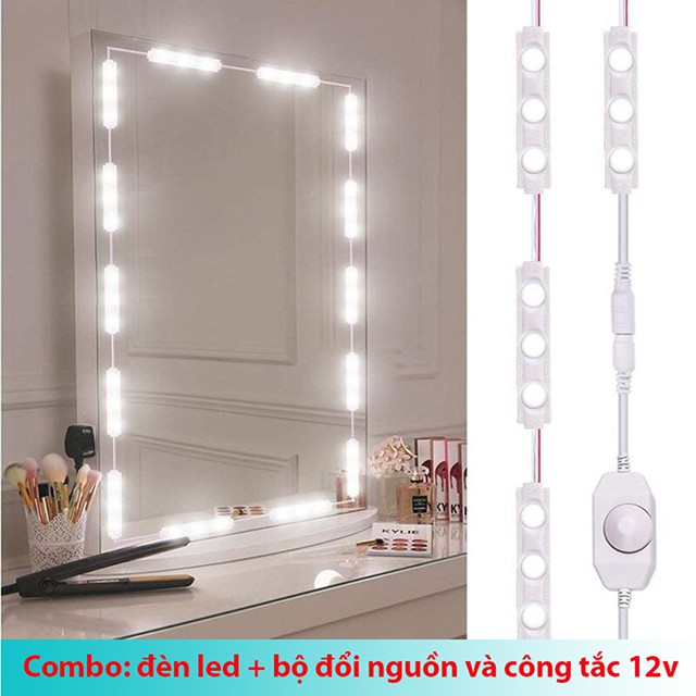 Bộ đèn led gắn gương trang điểm, chuỗi led 12V trang trí gương tủ ...