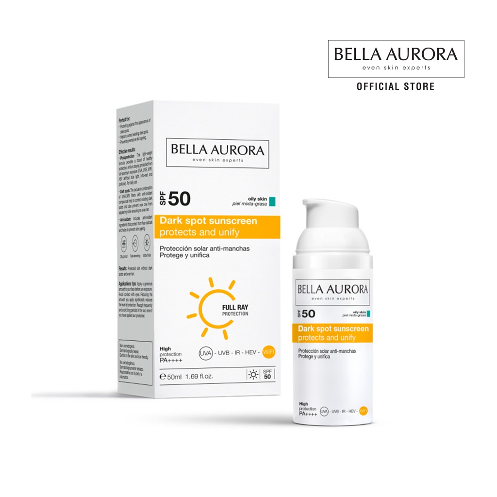 Kem Chống Nắng Cho Da Dầu Và Da Hỗn Hợp - Bella Aurora Dark Spot Sunscreen SPF50+ Combination-Oily Skin (50ml)